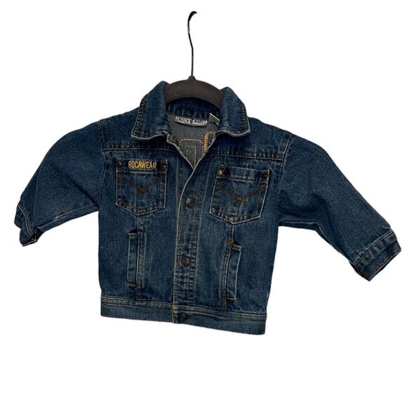 Baby Rocawear Infant Unisex 18M Blue Jean Jacket Back Stitched Logo 100% Cotton - Picture 2 of 6